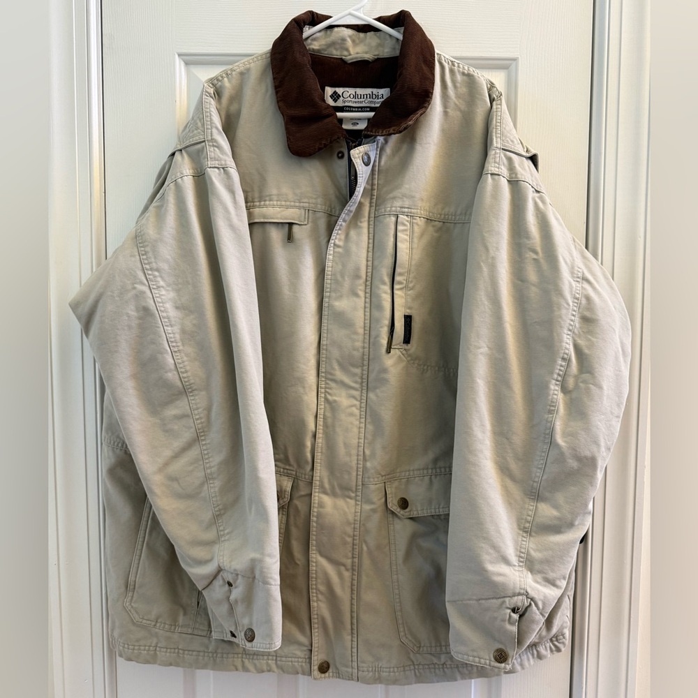 Columbia Khaki Full Zip Wool-lined Mens Barn Coat Jacket Size XXL